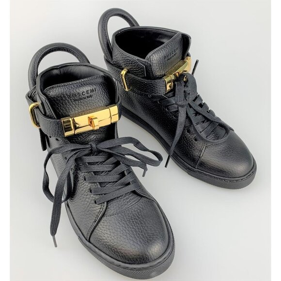 NIB Authentic BUSCEMI Women High-top Sneakers In black size 37/US 7 - Picture 2 of 9